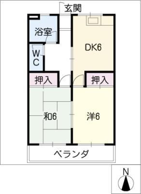 フラッツ美里(2DK/3階)の間取り写真