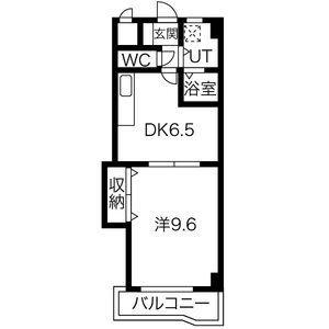 レジデンス黒龍(1DK/3階)の間取り写真