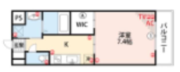 ALETTA合川町(1K/1階)の間取り写真