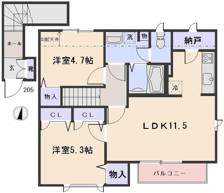 モリエールII(2LDK/1階)の間取り写真