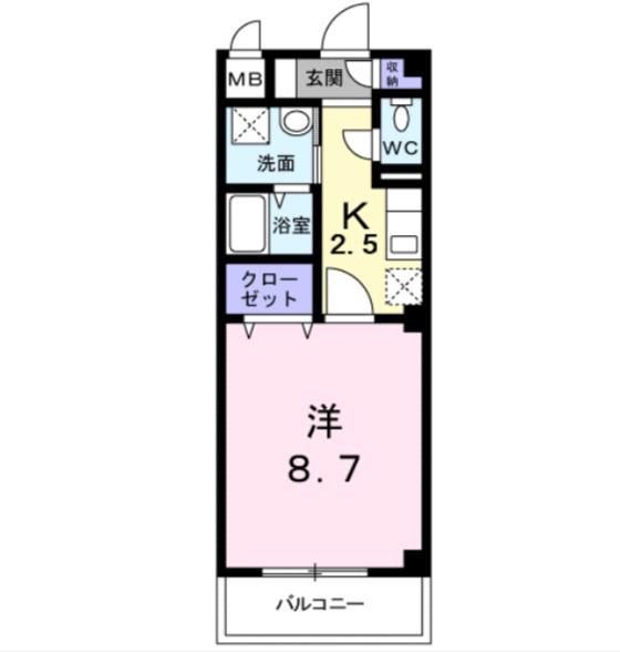 サニーインプレス(1K/2階)の間取り写真