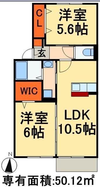 ヴァンヴェール(2LDK/1階)の間取り写真