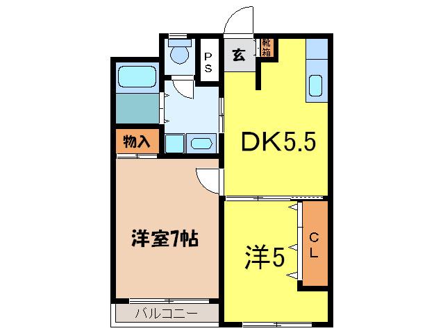 コーポラス森(2DK/4階)の間取り写真