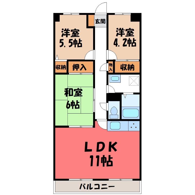 フォレストマンション(3LDK/3階)の間取り写真