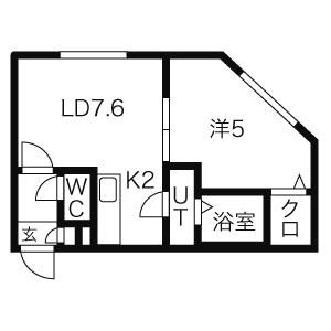 エンバシー発寒南(1LDK/2階)の間取り写真