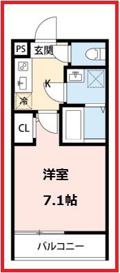 クラスティーネ谷中(1K/2階)の間取り写真