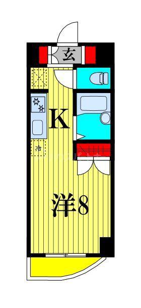KM・スプリングス(ワンルーム/2階)の間取り写真