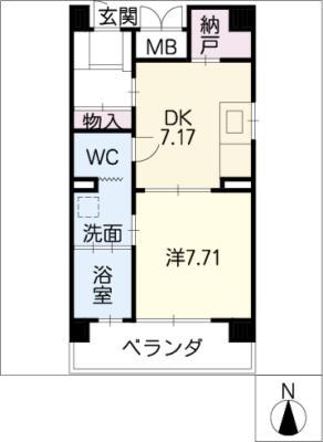 グローバルコート森岡(1DK/4階)の間取り写真