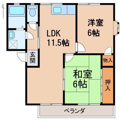 ラプラージュKINOSHITA(2LDK/1階)の間取り写真