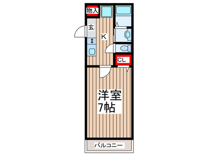 入間市河原町 (1K/1階)の間取り写真