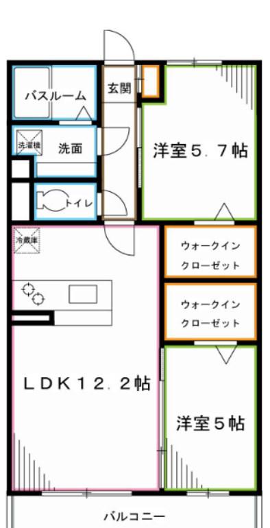プレミーナコート(2LDK/3階)の間取り写真