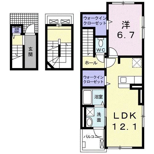 アイ・ヴィレッジ古閑中町A(1LDK/3階)の間取り写真