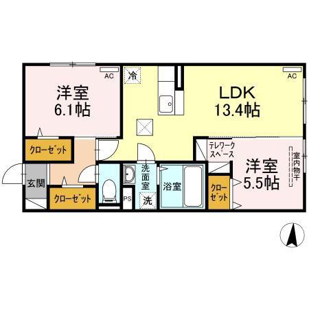 シルトクレーテ(2LDK/1階)の間取り写真