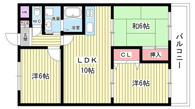 アビタシオン西緑丘(3LDK/5階)の間取り写真