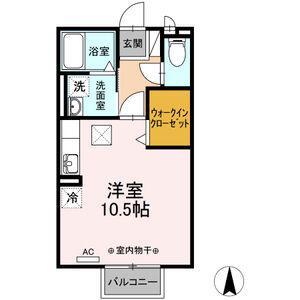 パースィモン(ワンルーム/1階)の間取り写真