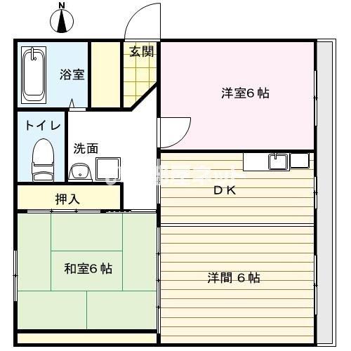 サウスステーション(2LDK/2階)の間取り写真