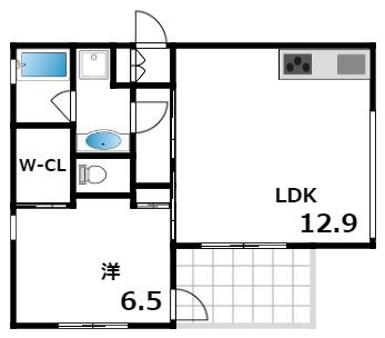 ウィステリア御影(1LDK/5階)の間取り写真