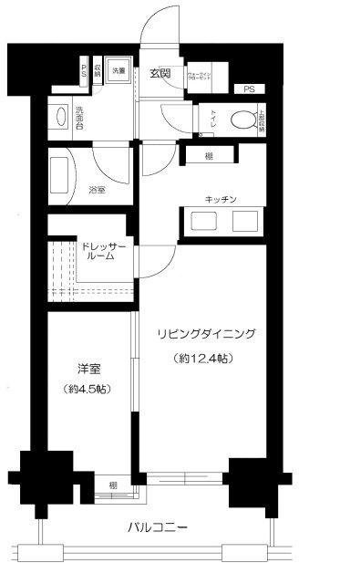 アスコットパーク日本橋浜町 BISIKI(1LDK/3階)の間取り写真