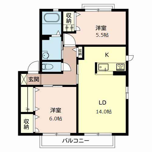 オーキッドテラス(2LDK/2階)の間取り写真