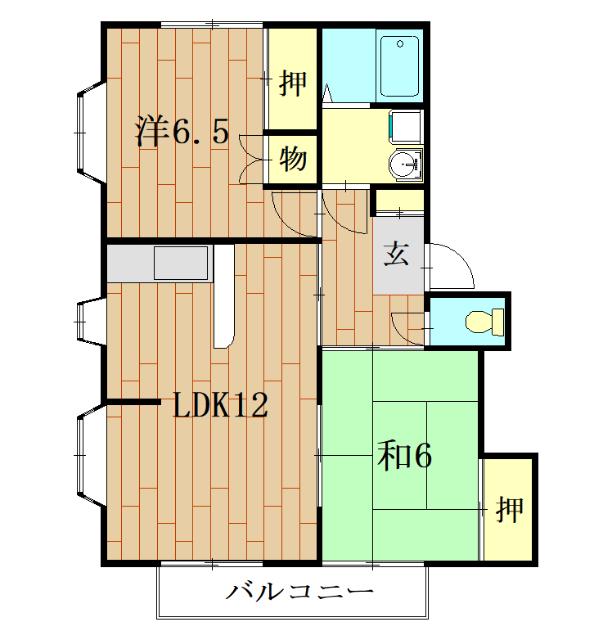 ウイングラルゴ(2LDK/2階)の間取り写真