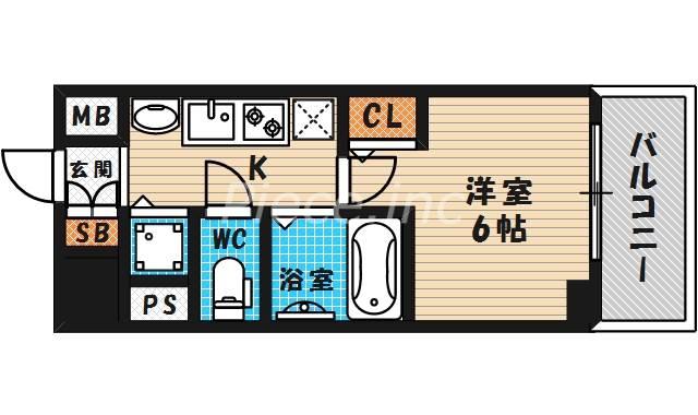 プレミアムコート天神橋(1K/8階)の間取り写真