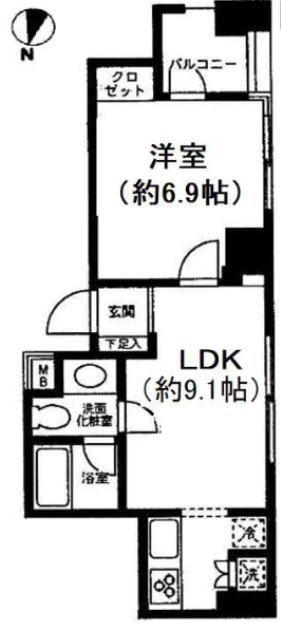 菱和パレス池袋駅前(1LDK/8階)の間取り写真