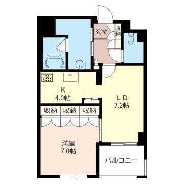 ボヌール東六郷(1LDK/3階)の間取り写真