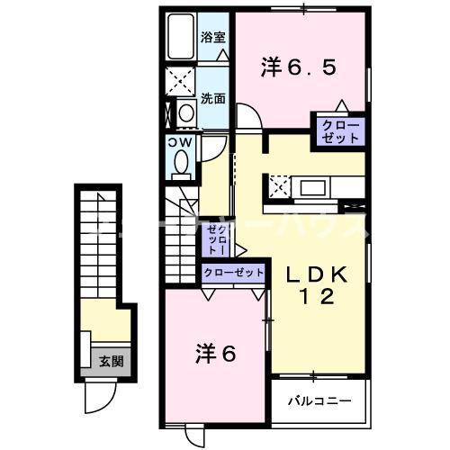 サニープラシードA(2LDK/2階)の間取り写真
