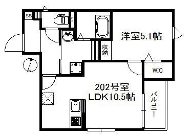 3ON 726(1LDK/1階)の間取り写真