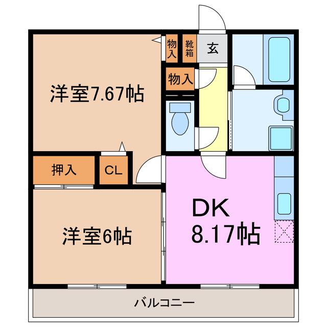パークスクエア21(2DK/1階)の間取り写真