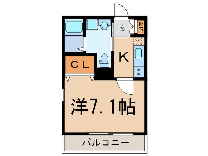 クレール白稜(1K/1階)の間取り写真