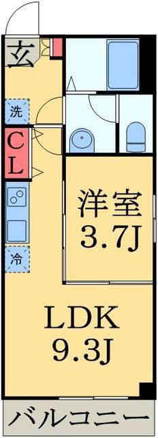 IVORY(1LDK/2階)の間取り写真