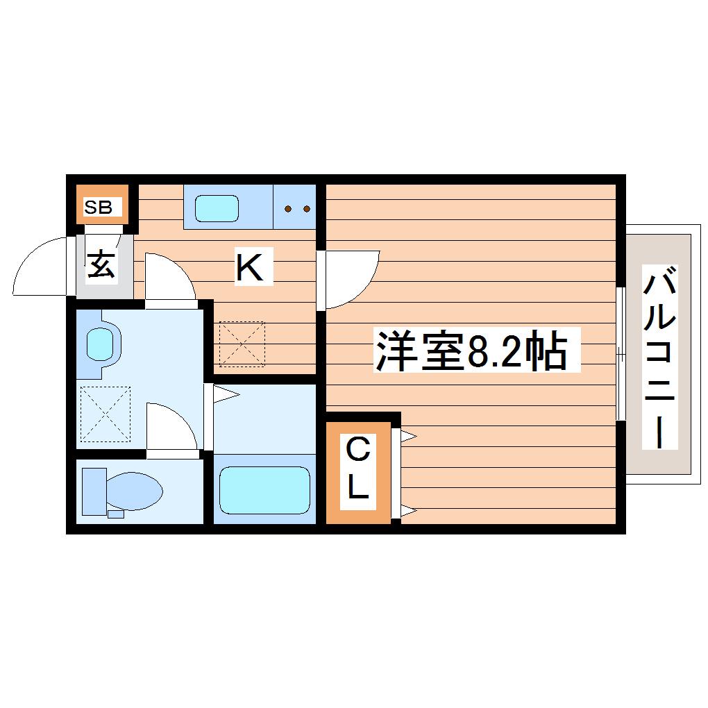 ネオステージ萩野町(1K/1階)の間取り写真