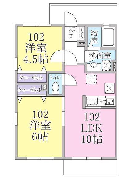 ハイムしょうぶ園(2LDK/1階)の間取り写真