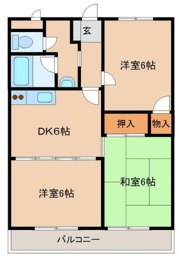 クオリティーハイム協栄 B(3DK/1階)の間取り写真