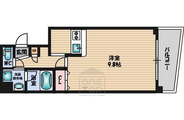 カルム小西Ⅱ(1K/8階)の間取り写真