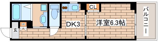 古湊第2リーフビル(1DK/5階)の間取り写真