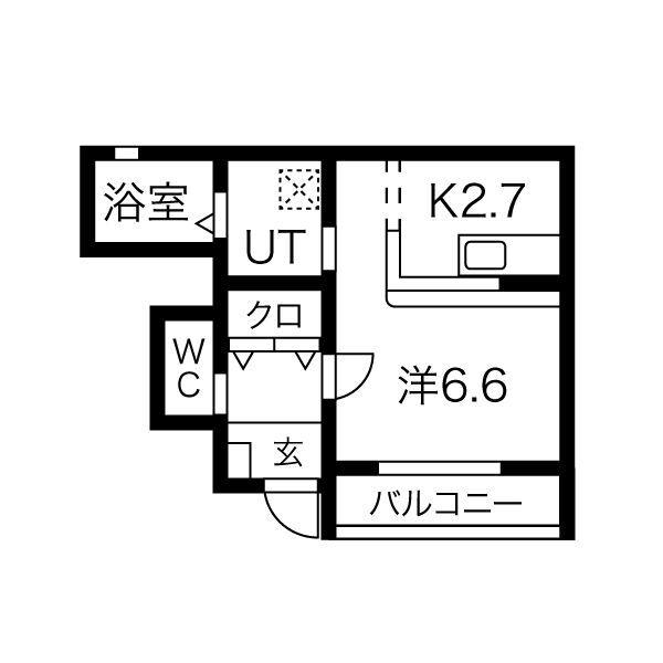 プロパティー長町A(1K/1階)の間取り写真