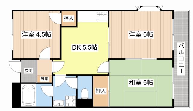 TWINAVENUEB棟(3DK/3階)の間取り写真