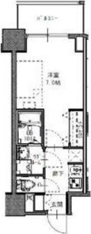 S-RESIDENCE福島玉川UNO(1K/7階)の間取り写真
