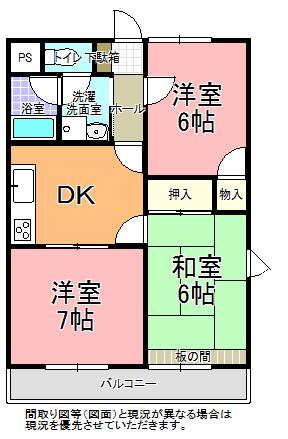 コンフォートヒルズ(3DK/1階)の間取り写真