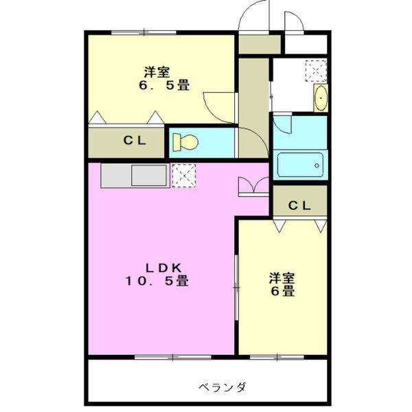 セジュール砂川(2LDK/1階)の間取り写真