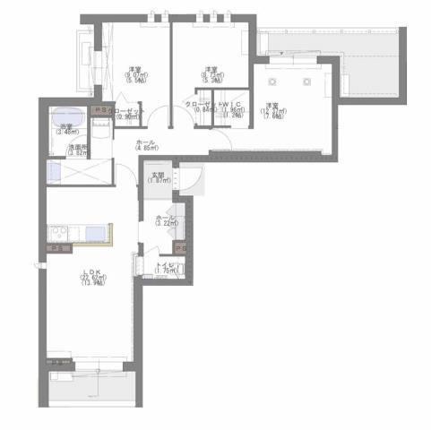 PLANCHER西新(3LDK/3階)の間取り写真