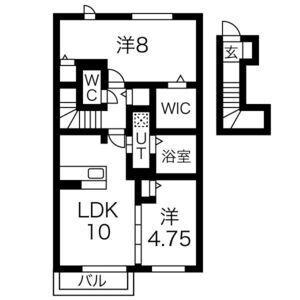 ドルチェヴィータ桜井(2LDK/2階)の間取り写真