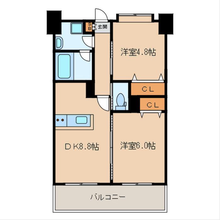 LUCIS高宮(2DK/4階)の間取り写真