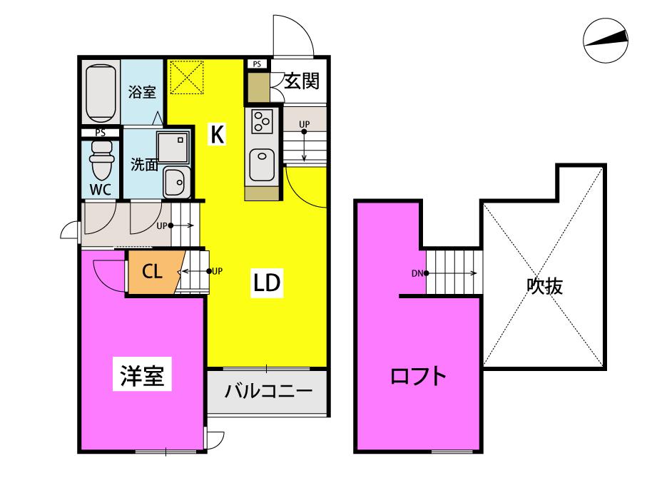 エクシア御井駅(1LDK/1階)の間取り写真