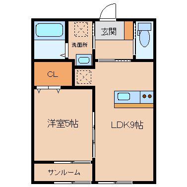 ブランネージュ(1LDK/2階)の間取り写真