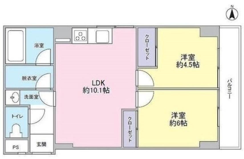丸元マンション(2LDK/2階)の間取り写真