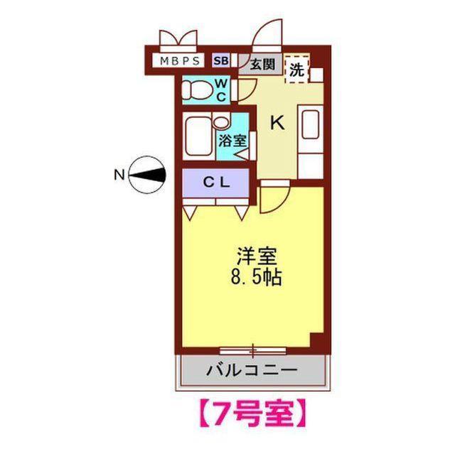 ピュアハイム北安江(1K/3階)の間取り写真