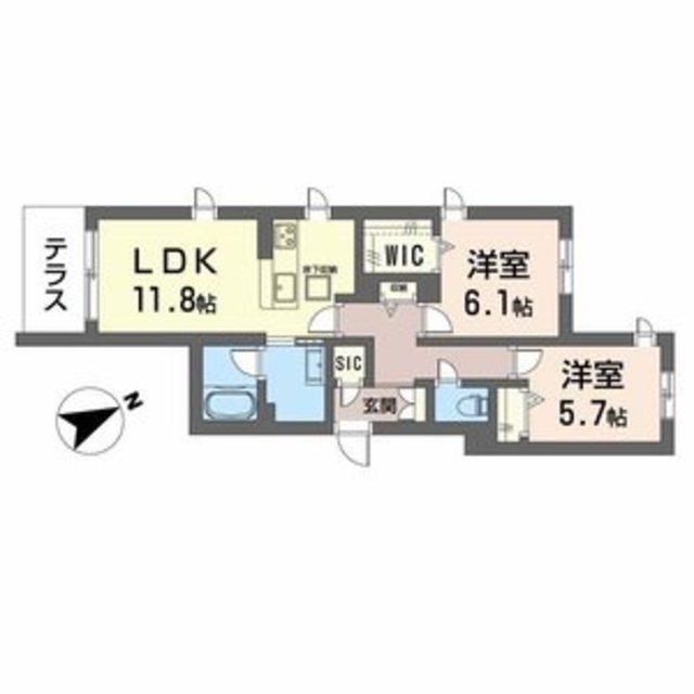 エクリアス浜寺(2LDK/3階)の間取り写真